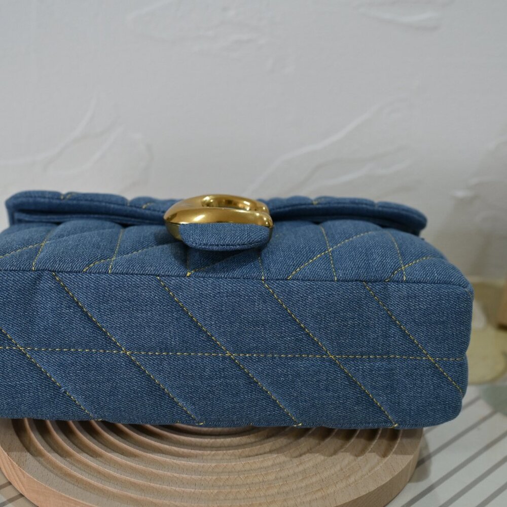 Coach Blue Quilted Bag with Gold Accents (Tabby 26) - Picture 2 of 9